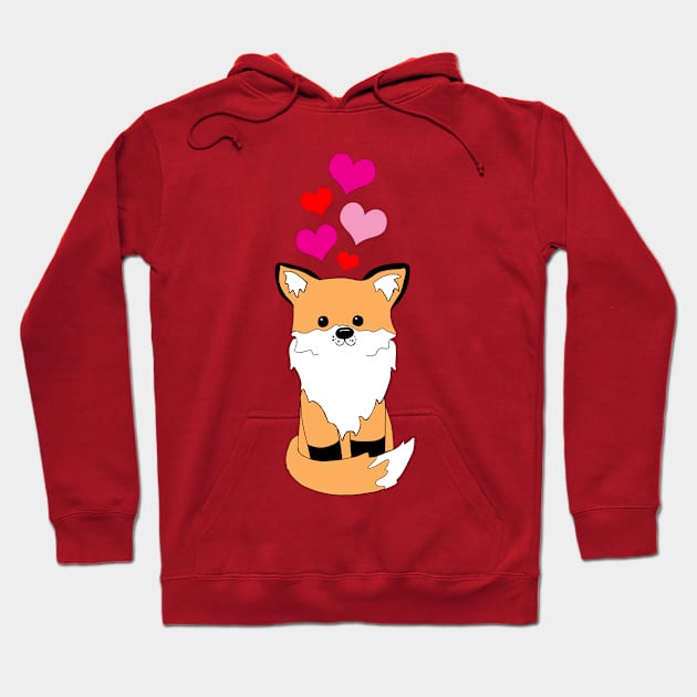 Fox With Hearts Hoodie by alisadesigns